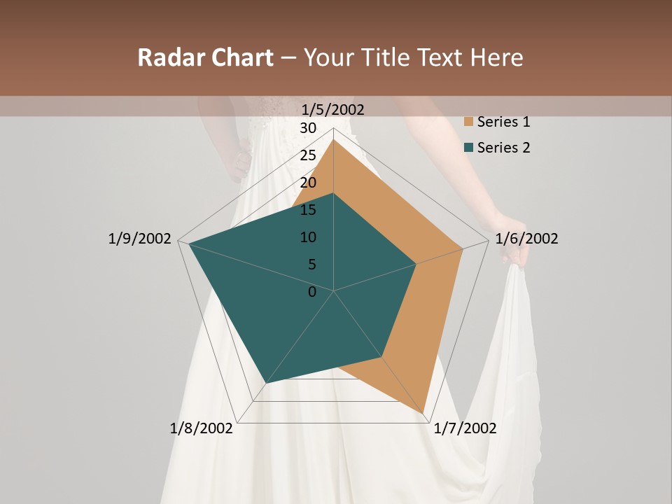 A Woman In A White Dress Is Posing For A Picture PowerPoint Template