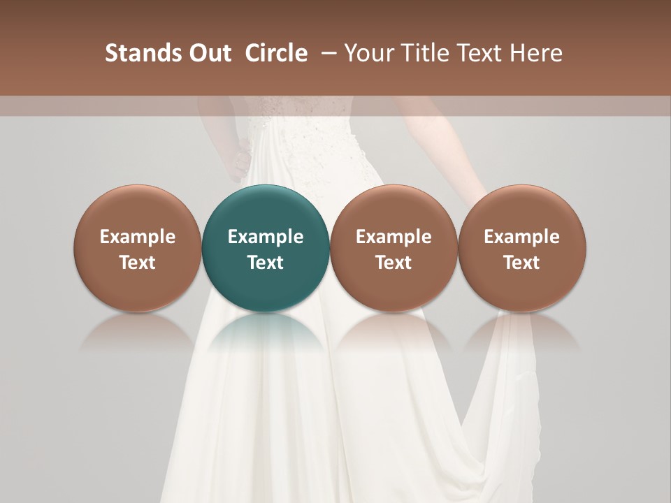 A Woman In A White Dress Is Posing For A Picture PowerPoint Template