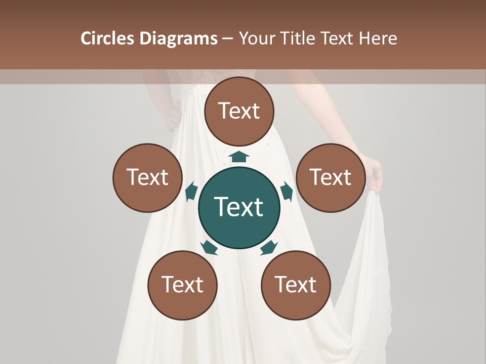 A Woman In A White Dress Is Posing For A Picture PowerPoint Template