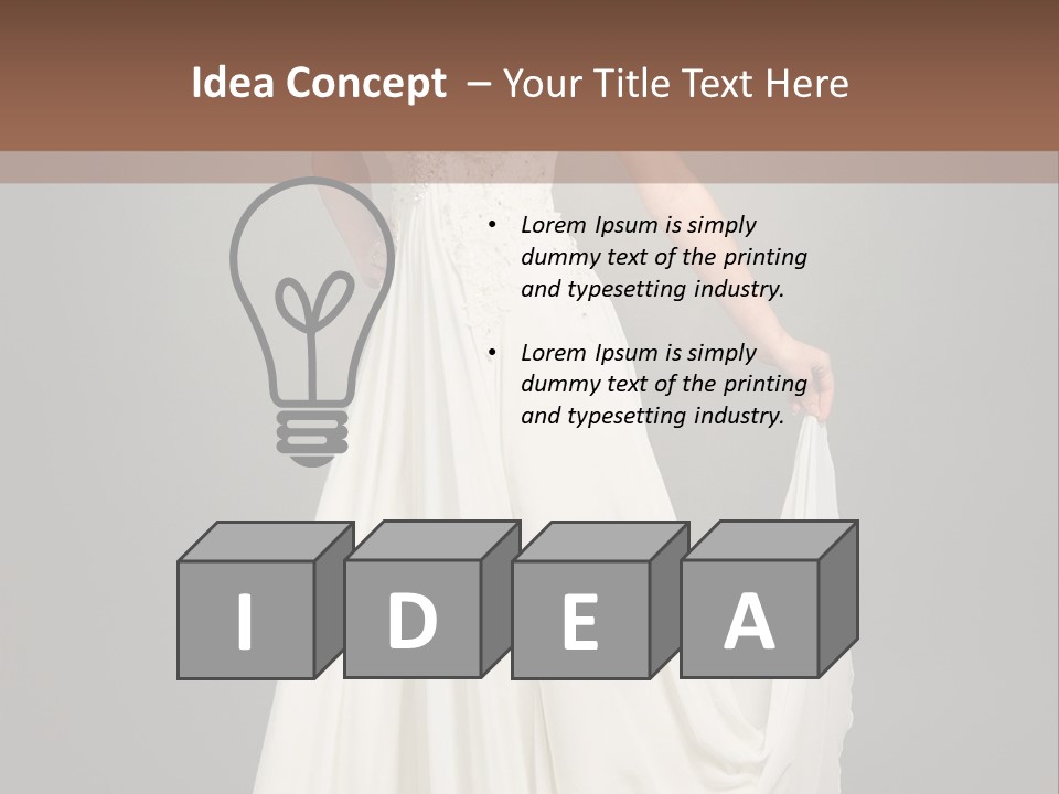 A Woman In A White Dress Is Posing For A Picture PowerPoint Template