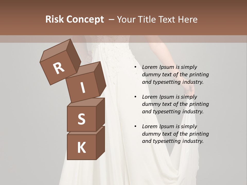 A Woman In A White Dress Is Posing For A Picture PowerPoint Template