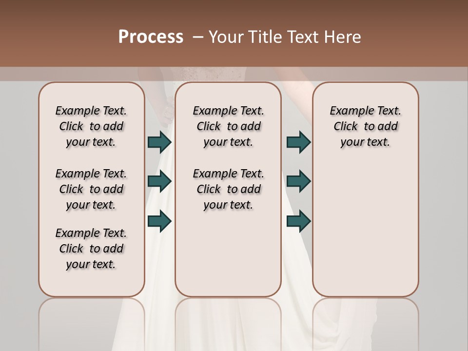 A Woman In A White Dress Is Posing For A Picture PowerPoint Template