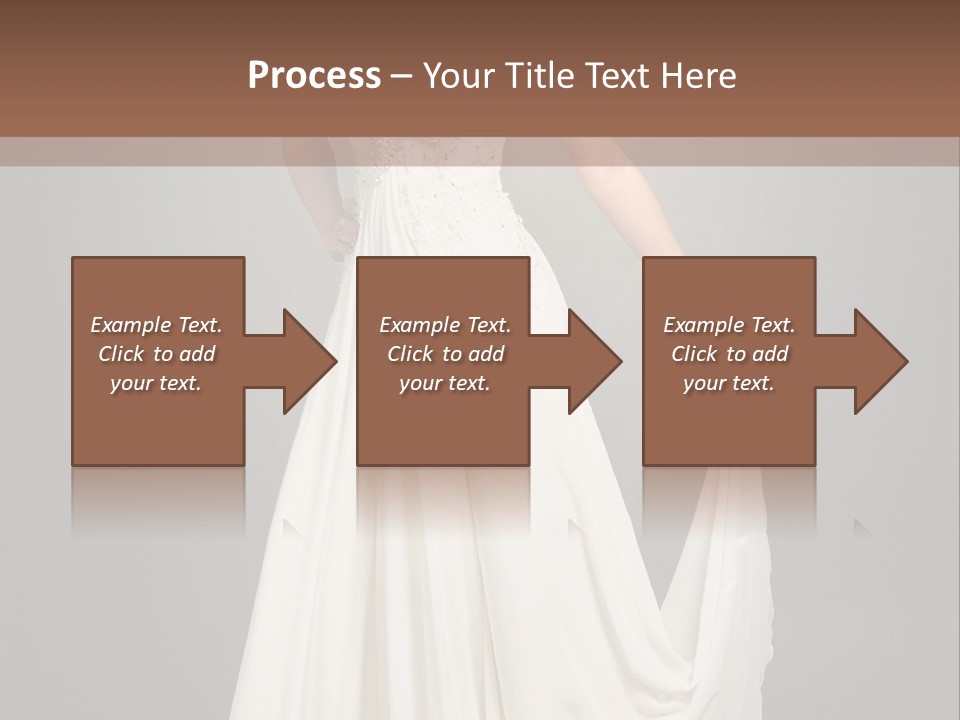 A Woman In A White Dress Is Posing For A Picture PowerPoint Template
