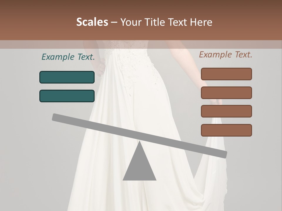 A Woman In A White Dress Is Posing For A Picture PowerPoint Template