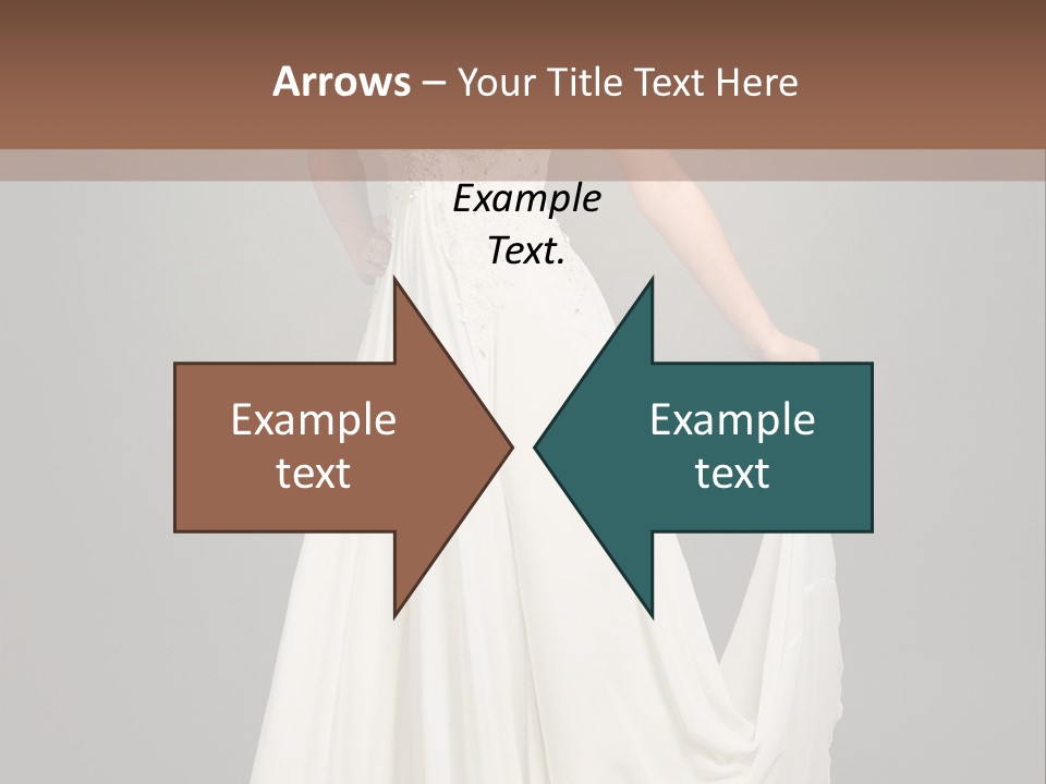 A Woman In A White Dress Is Posing For A Picture PowerPoint Template