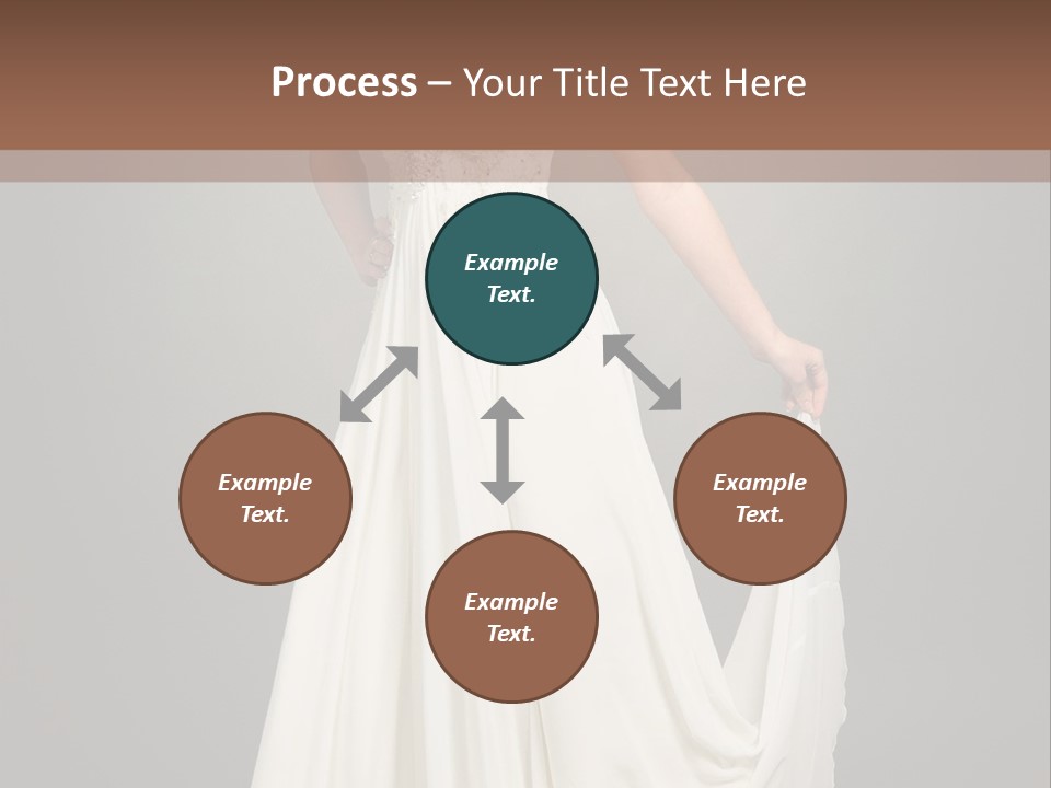 A Woman In A White Dress Is Posing For A Picture PowerPoint Template