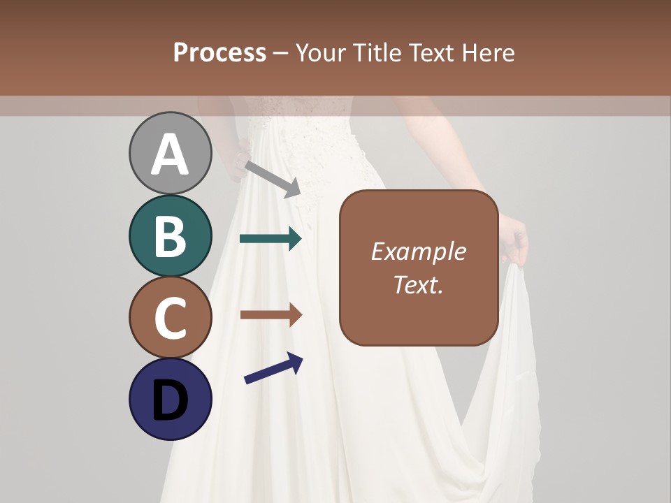 A Woman In A White Dress Is Posing For A Picture PowerPoint Template