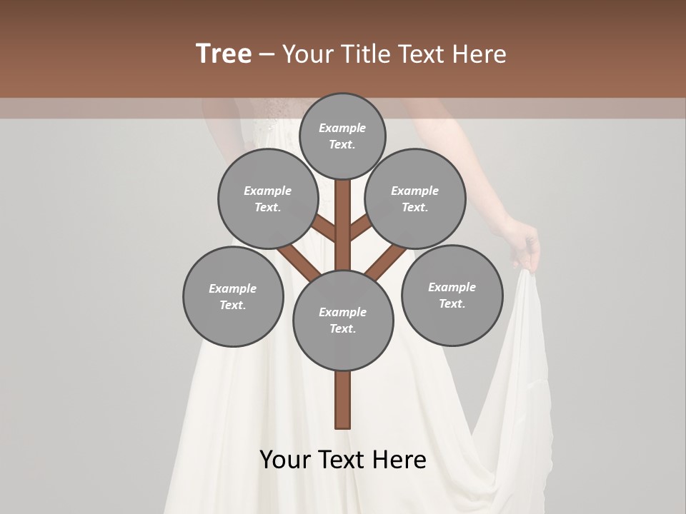 A Woman In A White Dress Is Posing For A Picture PowerPoint Template