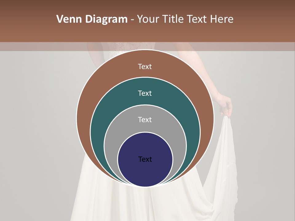 A Woman In A White Dress Is Posing For A Picture PowerPoint Template