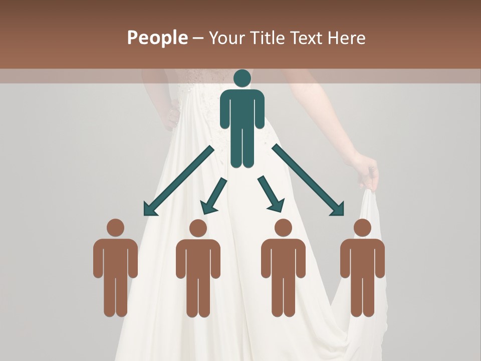 A Woman In A White Dress Is Posing For A Picture PowerPoint Template