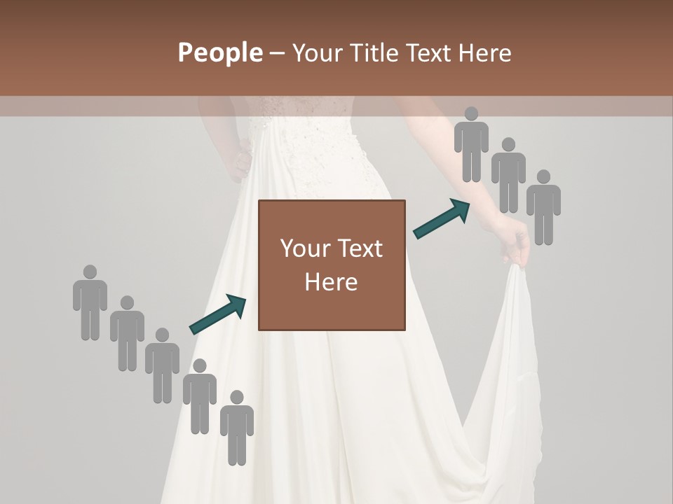 A Woman In A White Dress Is Posing For A Picture PowerPoint Template