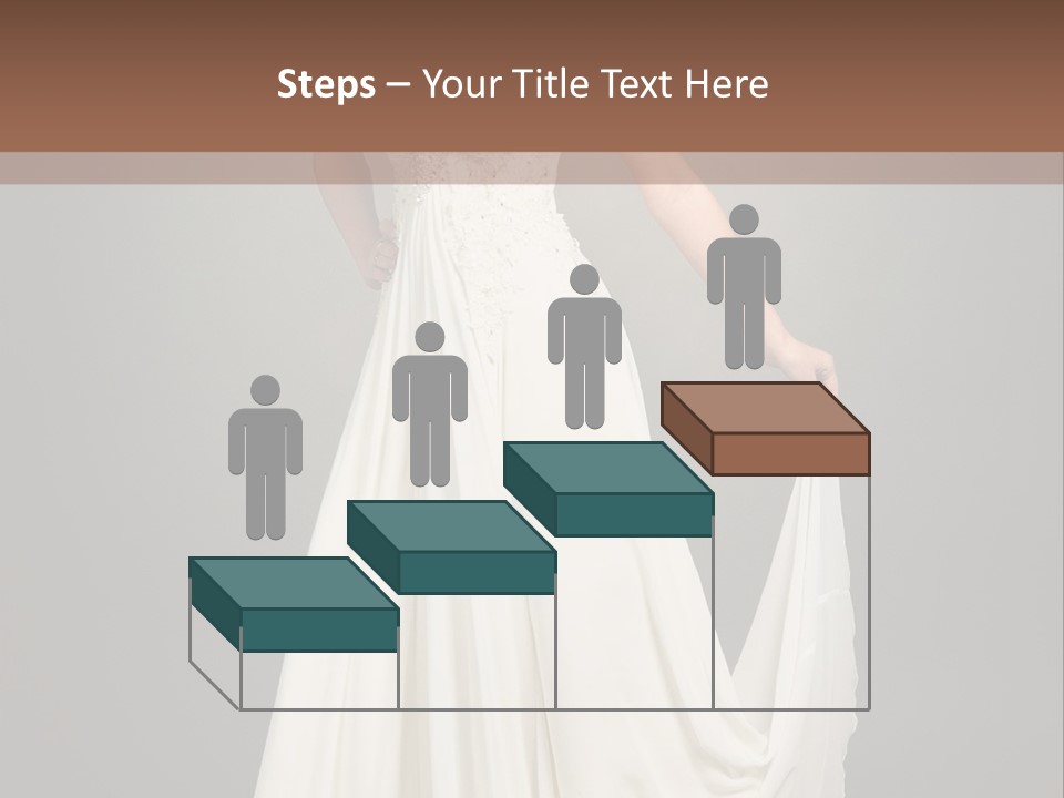 A Woman In A White Dress Is Posing For A Picture PowerPoint Template