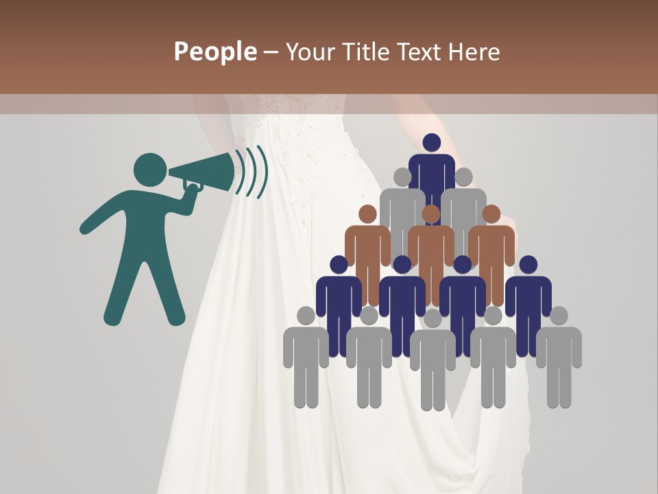 A Woman In A White Dress Is Posing For A Picture PowerPoint Template