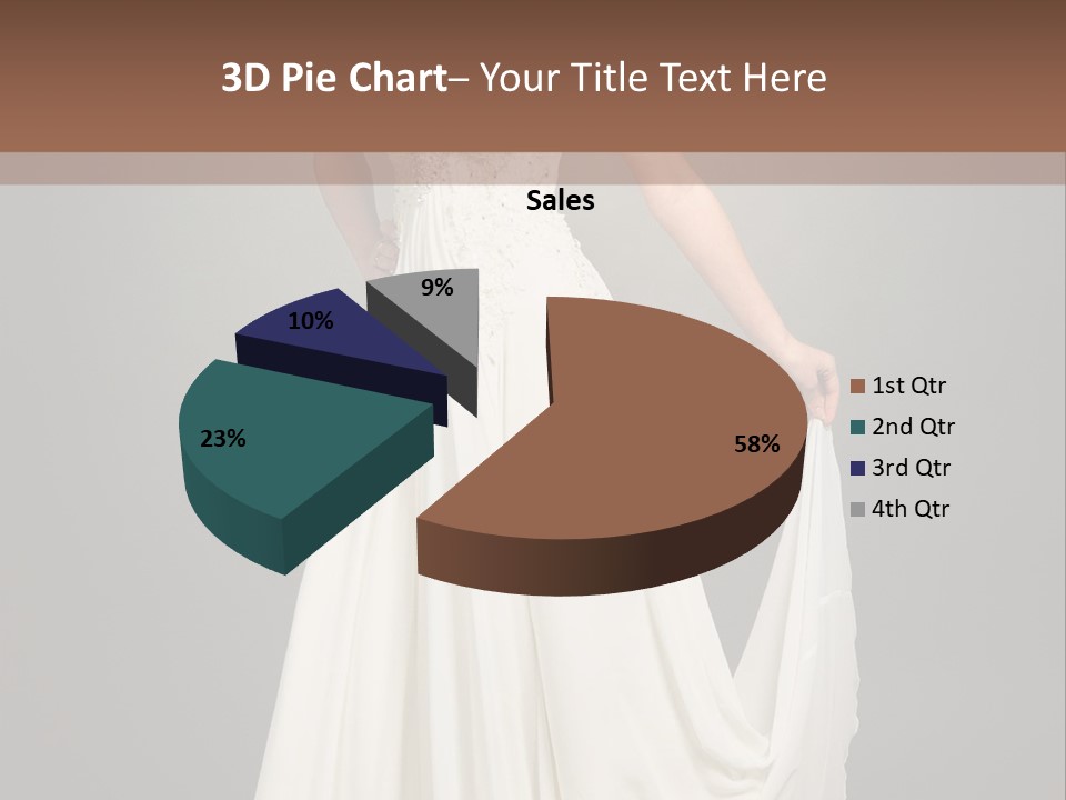A Woman In A White Dress Is Posing For A Picture PowerPoint Template