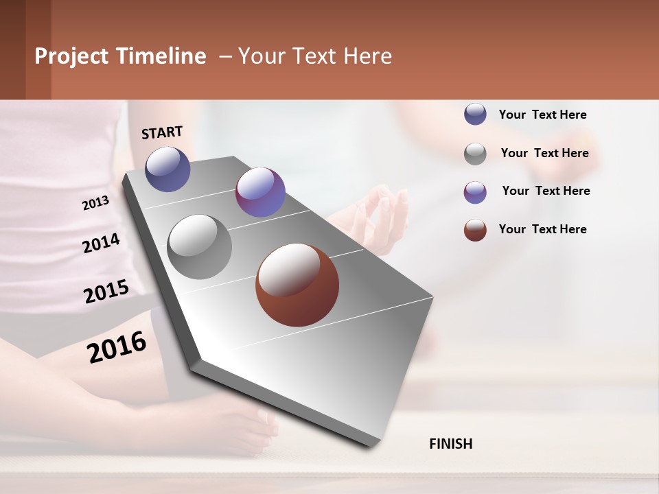 A Woman Sitting In A Yoga Position With Her Hands In The Air PowerPoint Template