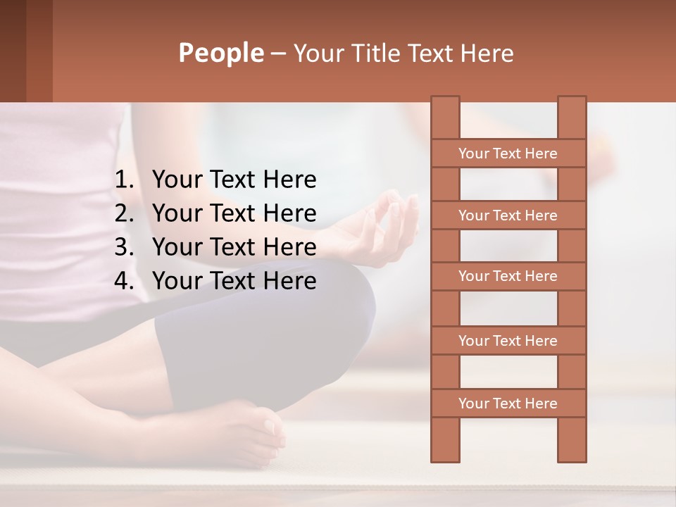 A Woman Sitting In A Yoga Position With Her Hands In The Air PowerPoint Template