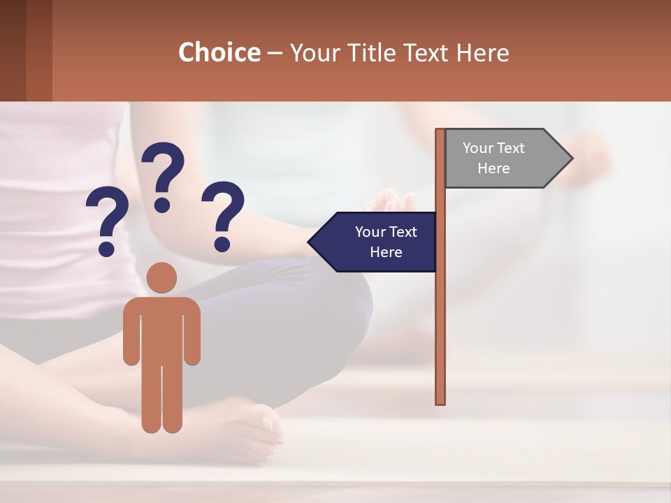 A Woman Sitting In A Yoga Position With Her Hands In The Air PowerPoint Template