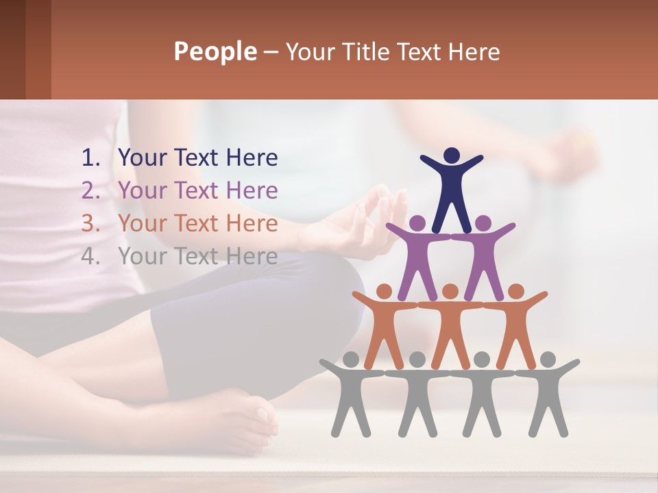 A Woman Sitting In A Yoga Position With Her Hands In The Air PowerPoint Template