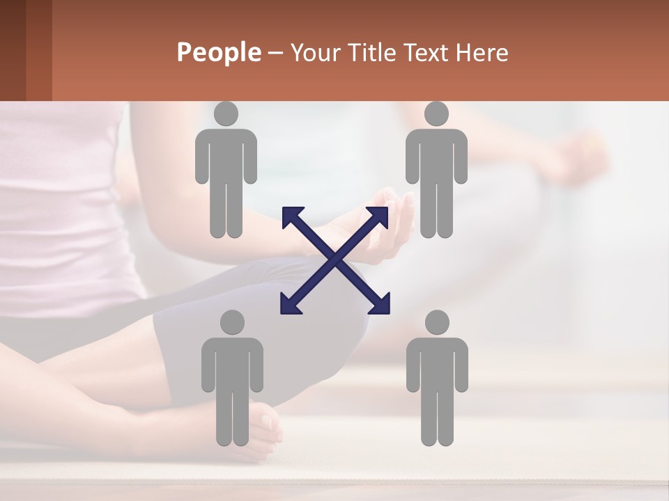 A Woman Sitting In A Yoga Position With Her Hands In The Air PowerPoint Template