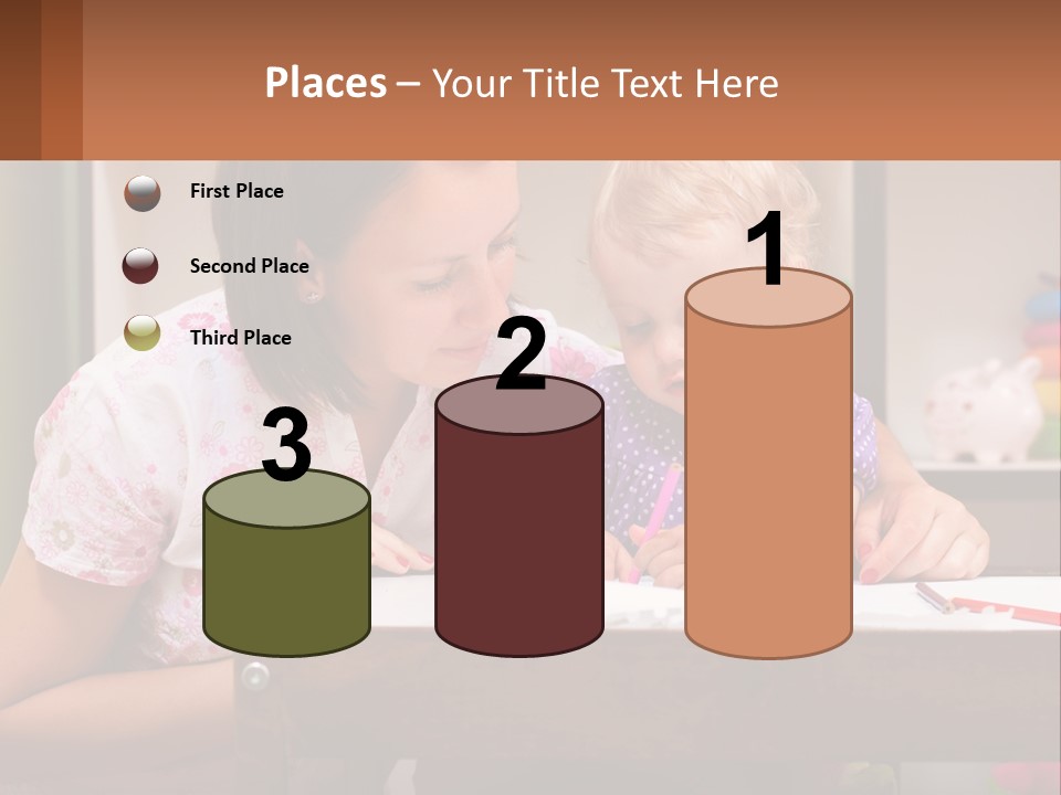 A Woman And A Child Are Sitting At A Table PowerPoint Template