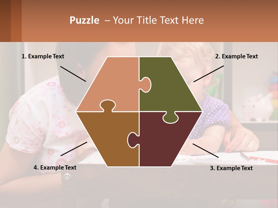 A Woman And A Child Are Sitting At A Table PowerPoint Template