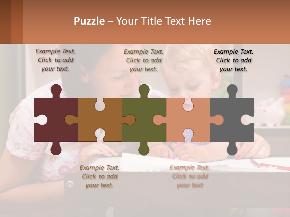 A Woman And A Child Are Sitting At A Table PowerPoint Template