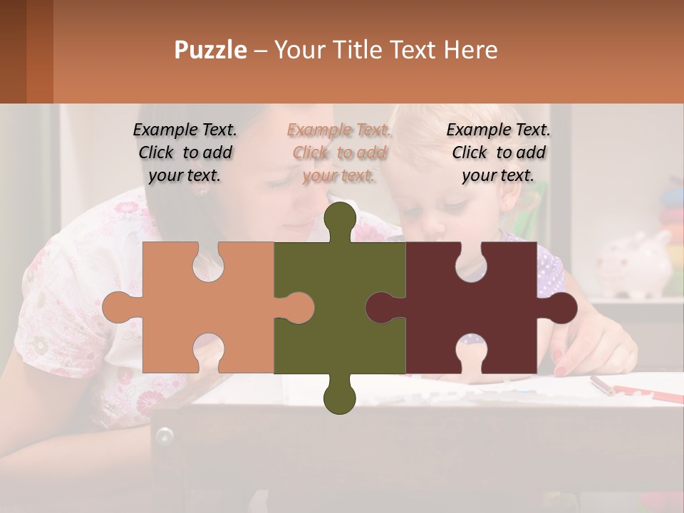 A Woman And A Child Are Sitting At A Table PowerPoint Template