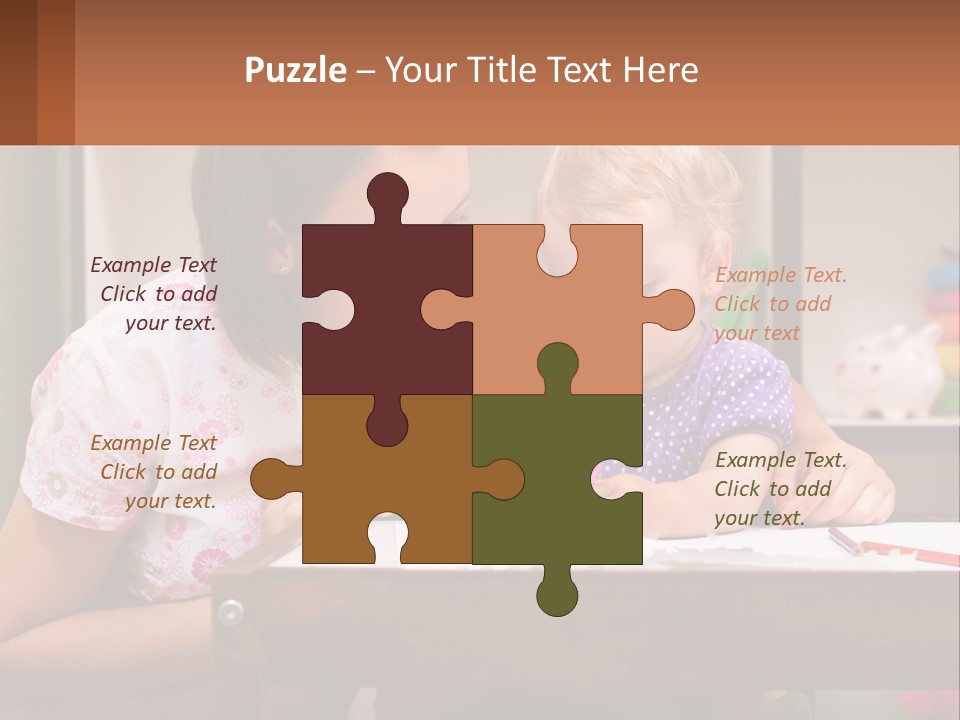 A Woman And A Child Are Sitting At A Table PowerPoint Template
