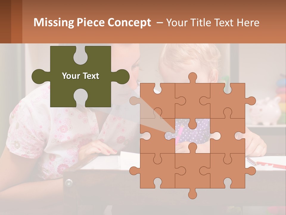 A Woman And A Child Are Sitting At A Table PowerPoint Template