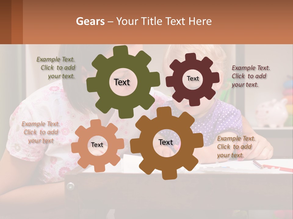 A Woman And A Child Are Sitting At A Table PowerPoint Template