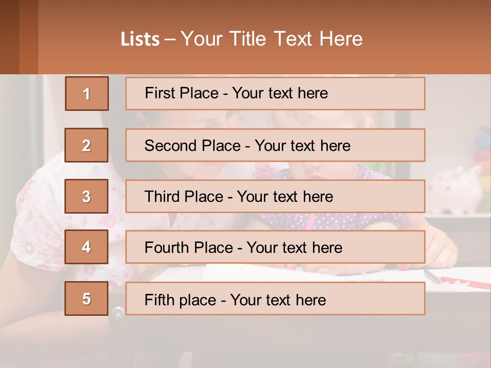 A Woman And A Child Are Sitting At A Table PowerPoint Template
