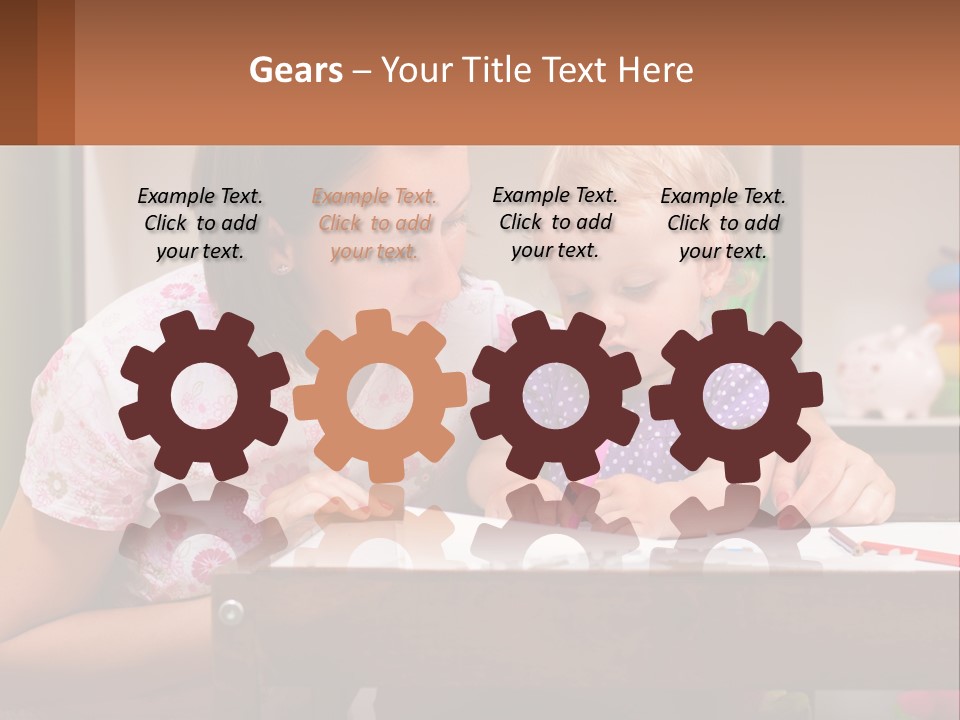 A Woman And A Child Are Sitting At A Table PowerPoint Template