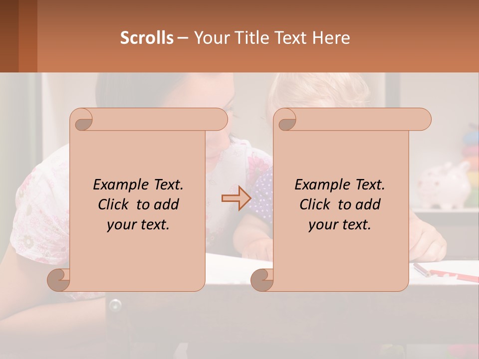 A Woman And A Child Are Sitting At A Table PowerPoint Template