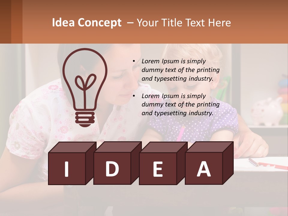 A Woman And A Child Are Sitting At A Table PowerPoint Template