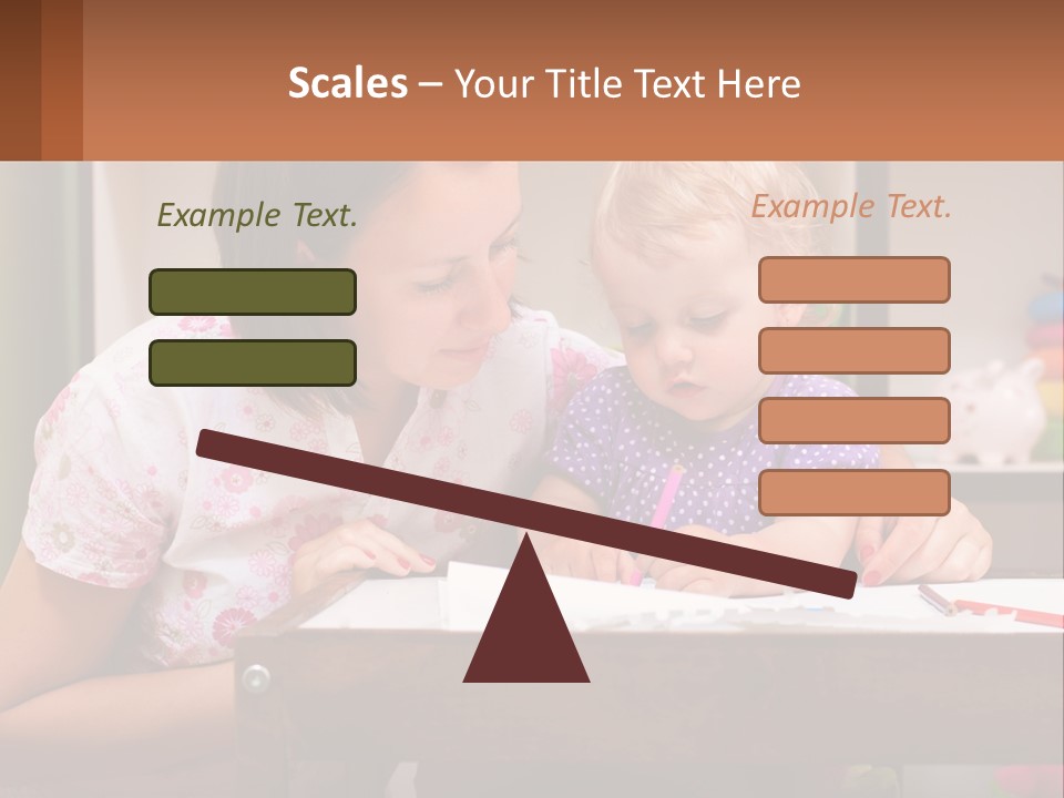 A Woman And A Child Are Sitting At A Table PowerPoint Template