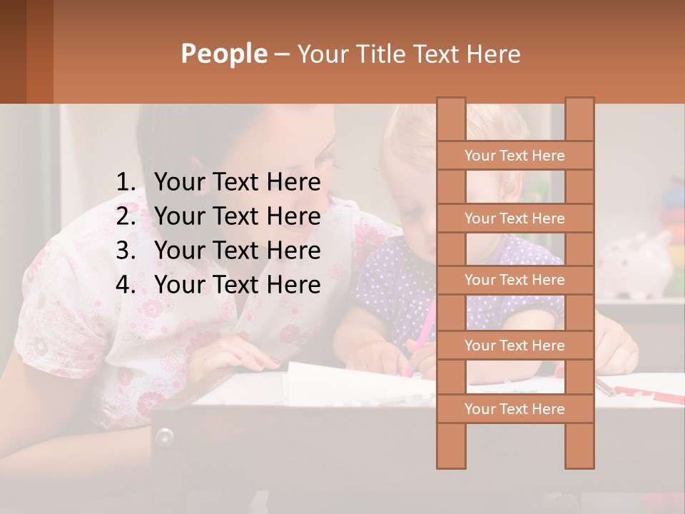 A Woman And A Child Are Sitting At A Table PowerPoint Template