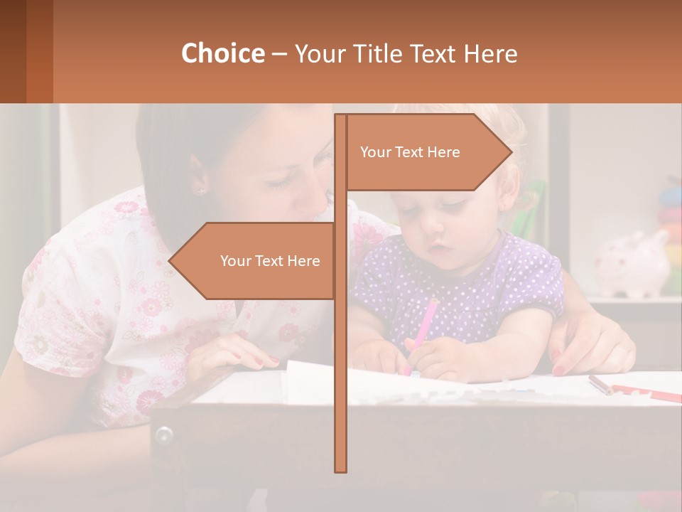 A Woman And A Child Are Sitting At A Table PowerPoint Template