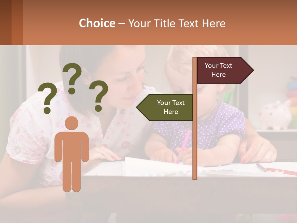 A Woman And A Child Are Sitting At A Table PowerPoint Template