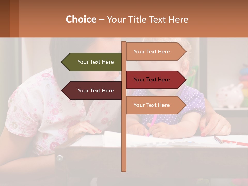 A Woman And A Child Are Sitting At A Table PowerPoint Template