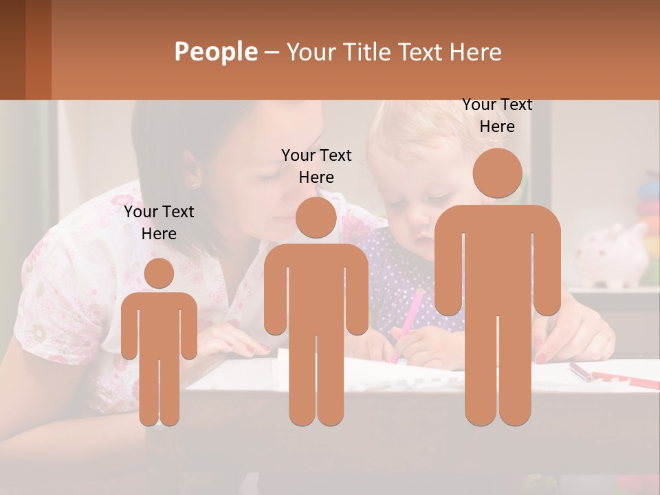 A Woman And A Child Are Sitting At A Table PowerPoint Template