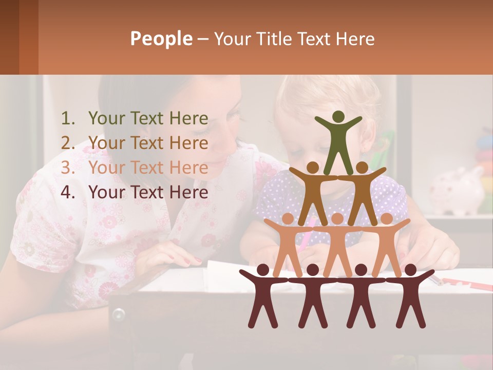 A Woman And A Child Are Sitting At A Table PowerPoint Template