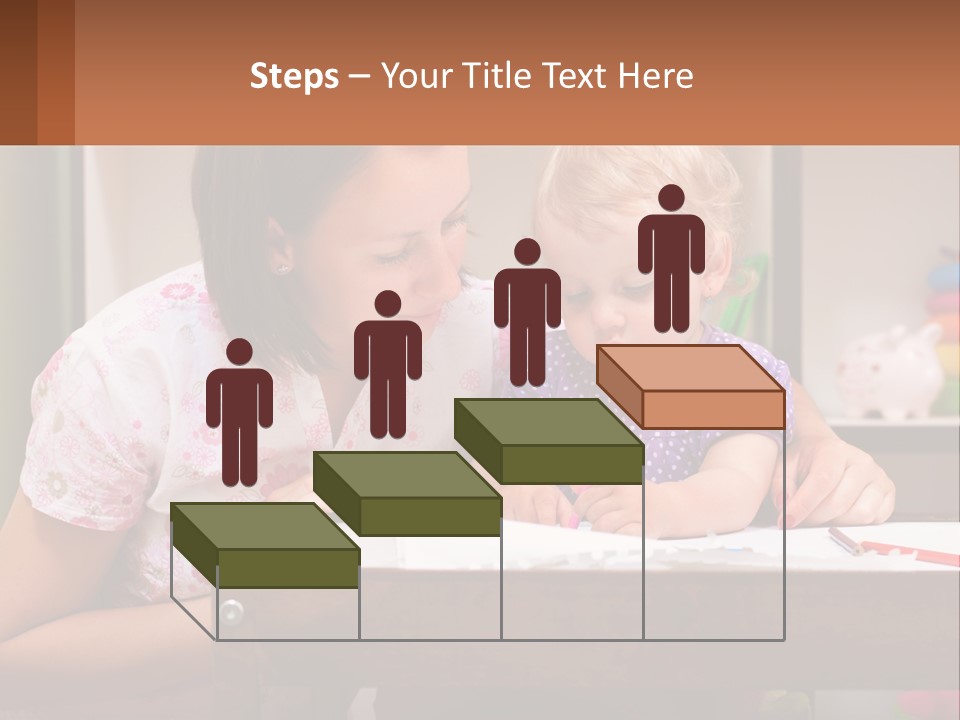 A Woman And A Child Are Sitting At A Table PowerPoint Template