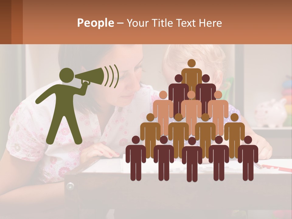 A Woman And A Child Are Sitting At A Table PowerPoint Template