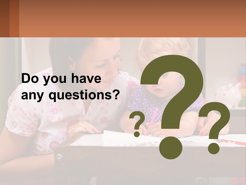 A Woman And A Child Are Sitting At A Table PowerPoint Template