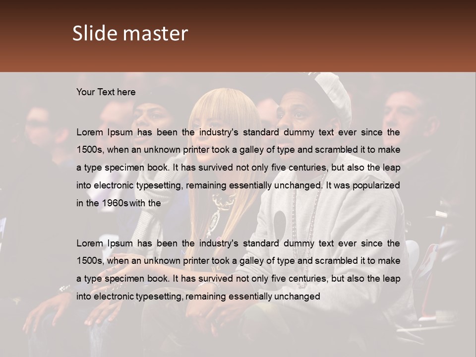 A Group Of People Sitting Next To Each Other PowerPoint Template