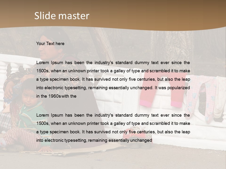 A Woman Sitting On A Bench With A Child PowerPoint Template