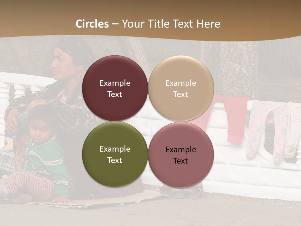 A Woman Sitting On A Bench With A Child PowerPoint Template