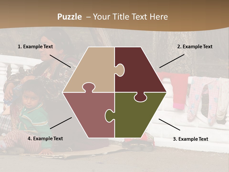 A Woman Sitting On A Bench With A Child PowerPoint Template