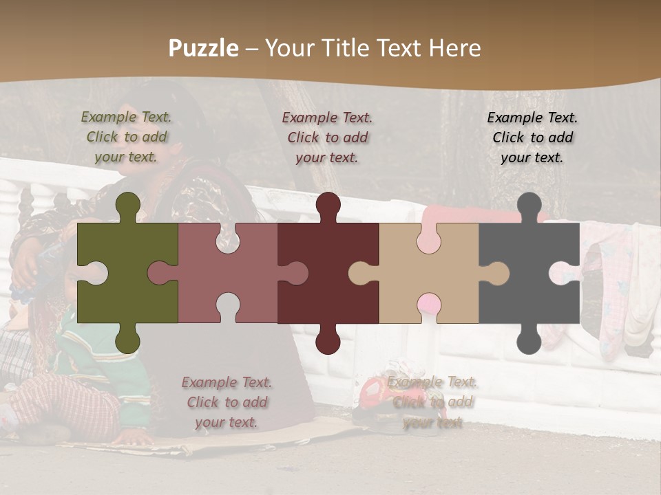 A Woman Sitting On A Bench With A Child PowerPoint Template