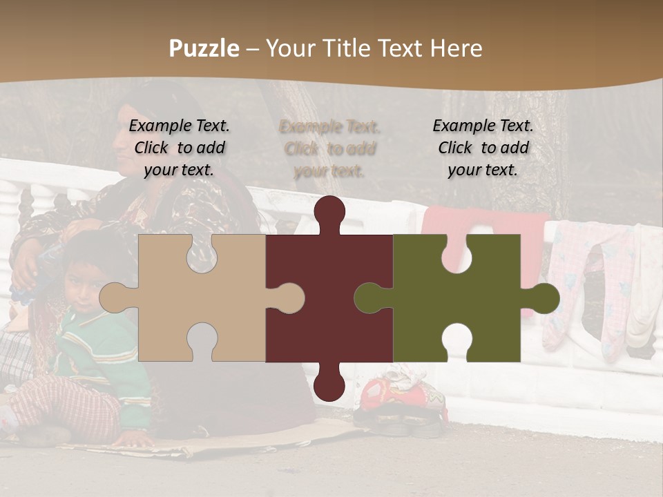 A Woman Sitting On A Bench With A Child PowerPoint Template